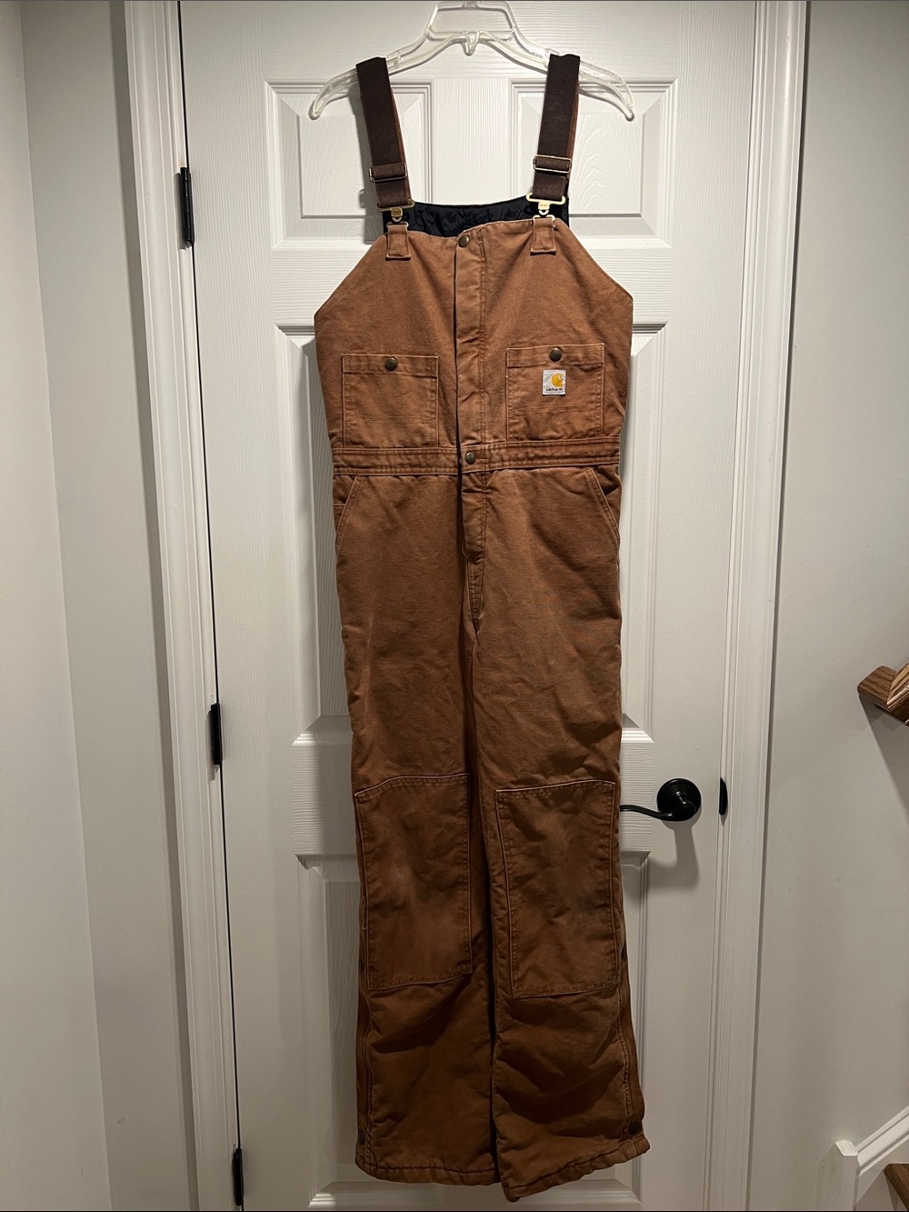 Carhartt Women’s Brown Canvas Insulated Bib Overalls, size 8